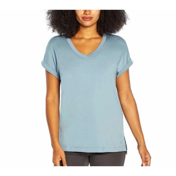 NWT Banana Republic Womens V Neck Roll Sleeve T-Shirt Size S, Blue, $45 2B160 - Picture 1 of 3